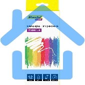 Карандаши цветные Silwerhof Create 3мм, шестигранный профиль, пластик, ассорти, 12 цветов, коробка с европодвесом ластик