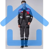 Костюм Виват-1 Премиум (ткань Смесовая,240) брюки, серый черный красный, 52-54 170-176