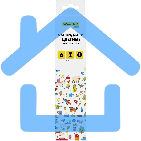 Карандаши цветные Silwerhof Eco 2.6 мм, шестигранный профиль, пластик, ассорти, 6 цветов, коробка с европодвесом