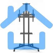 Мобильная стойка Wize Pro M55 для дисплеев 32 65, Max VESA 600x400 мм, высота 180 см, вертикальная регулировка, регулируемая полка для медиаплеера, полка для камеры ВКС, до 50 кг, черный