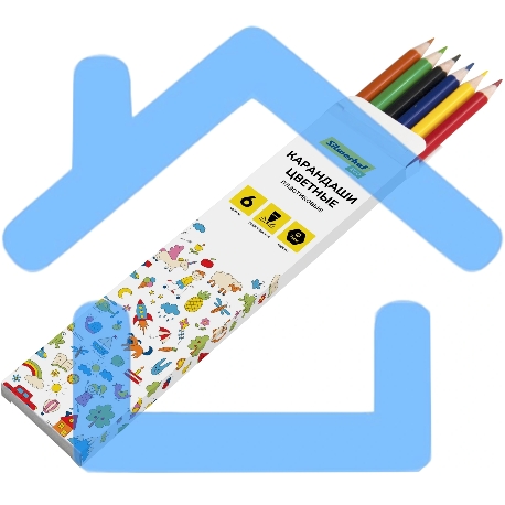 Карандаши цветные Silwerhof Eco 2.6 мм, шестигранный профиль, пластик, ассорти, 6 цветов, коробка с европодвесом-2