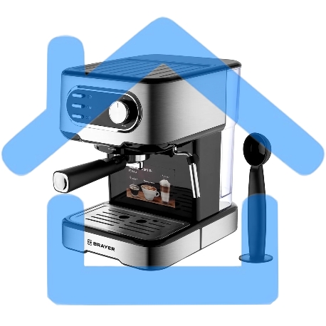 Кофеварка рожковая BRAYER BR1104 серебристый/черный, исп. кофе - молотый, 1,5 л, 1100 Вт, 15 бар