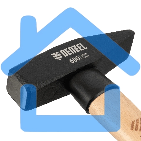 Молоток слесарный Denzel 600 г, кованый квадратный боек, буковая рукоятка-1