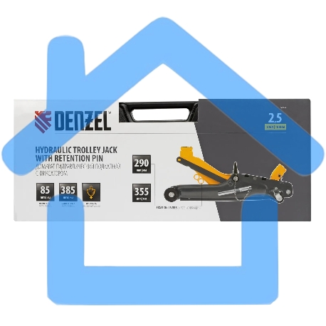 Домкрат гидравлический подкатной с фиксатором Denzel 2,5 т,85-385 мм, в пласт. кейсе-3