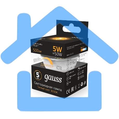 Лампа светодиодная Gauss Led MR16 GU10-dim 5Вт 3000К диммируемая-5