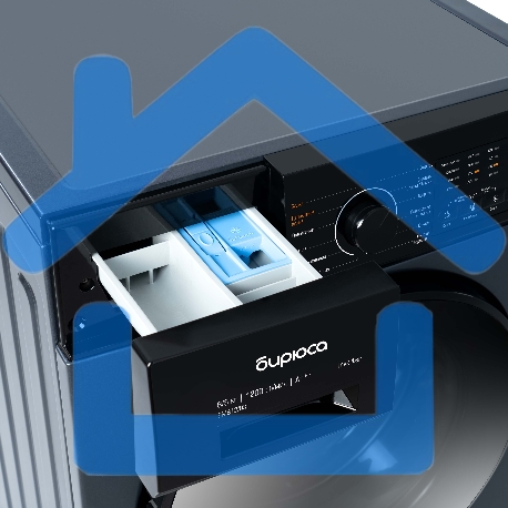 Стирально-сушильная машина Бирюса WMD-SM812/03 W перламутровый синий, загрузка фронтальная 8 кг, 1200 об/мин, класс: А+++