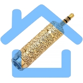 Аудио переходник Cablexpert A-35M-63F, Jack3.5(M) на Jack6.3(F) стерео, золотой, пакет