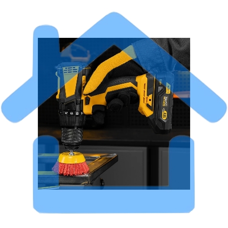 Щетка для дрели Denzel 75 мм, чашка, со шпилькой, нейлоновая щетина-2