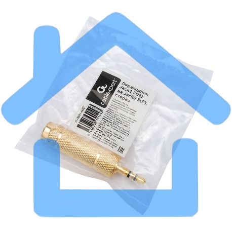 Аудио переходник Cablexpert A-35M-63F, Jack3.5(M) на Jack6.3(F) стерео, золотой, пакет-2