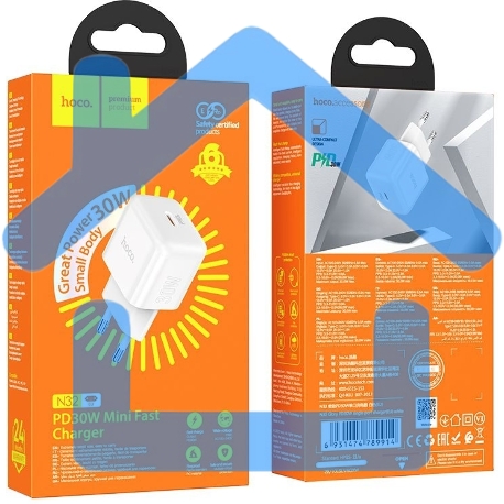 Сетевое зарядное устройство Hoco N32 Glory White 30W 3A+2A+1.5A (PD+QC+AFC) USB Type-C универсальное белый-3