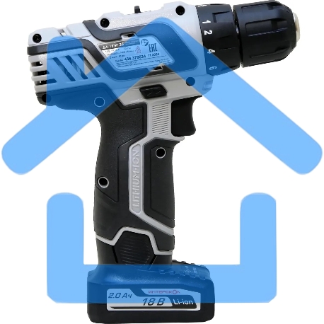 Дрель-шуруповерт ИНТЕРСКОЛ ДА-18ЭР, Аккумуляторная, 18В, 2 АКБ-2