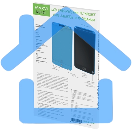 Графический планшет Maxvi MGT-01 blue, LCD планшет для заметок и рисования-8