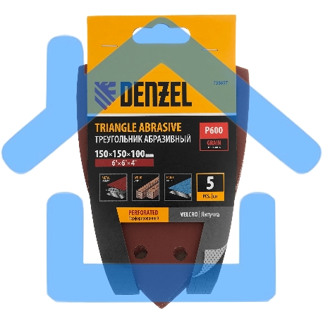 Треугольник абразивный Denzel на ворc. подложке под 