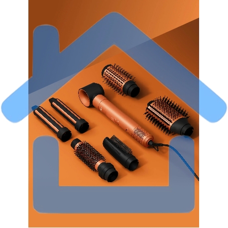 Фен -щетка с ионизацией Tuvio HBI1414, 7 насадок, оранжевый-1
