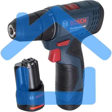 Дрель-шуруповерт Bosch GSR 120-LI C, Аккумуляторная, 12В, 2 АКБ, Кейс