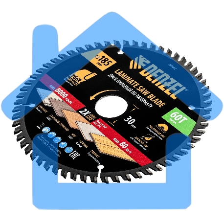 Пильный диск по ламинату Denzel ф185 х 30 мм, 60 зубьев 733847-3