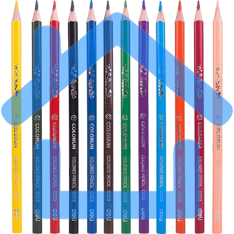 Карандаши цветные Deli EC00300 ColoRun, трехгранный профиль, тополь, 12 цветов, коробка с европодвесом-1