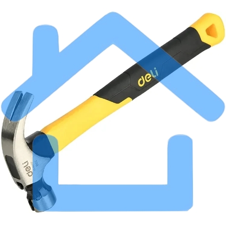 Молоток-гвоздодер Deli DL5001F 225 гр магнит, противоскользящий боек, фиберглассовая рукоять