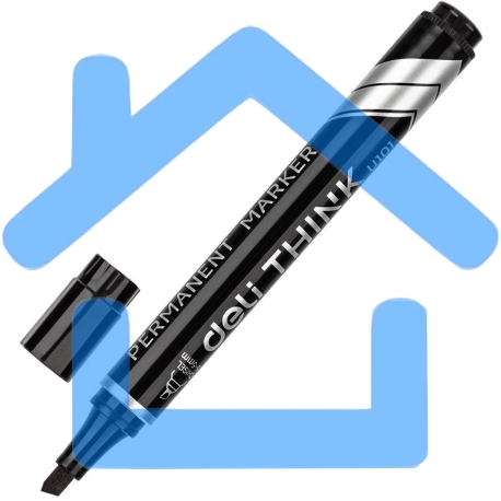 Маркер перманентный Deli Think EU10120, скошенный пишущий наконечник, 2-5мм, черный