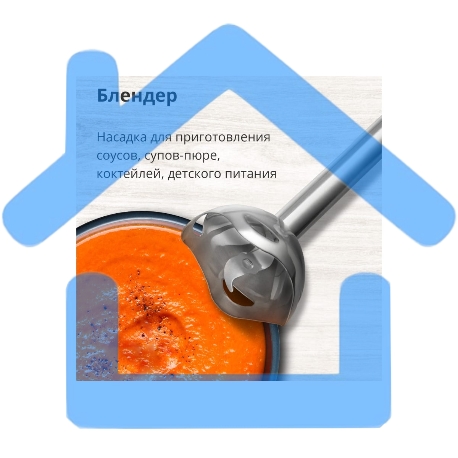 Блендер погружной Blackton Bt HB401S белый-голубой, блендер+миксер+измельчитель Мощность:800 Вт-1