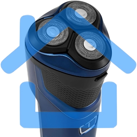 Электробритва роторная Hyundai H-SH8089 реж.эл.:3 питан.:аккум. голубой-8