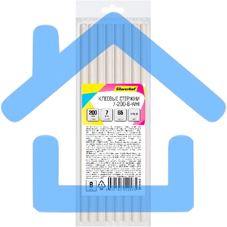 Клеевые стержни Silwerhof 7-200-8-WHI дл.200мм D7мм белый упак:8шт