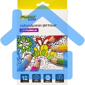 Карандаши цветные Silwerhof Create Jumbo 6мм, шестигранный профиль, дерево, ассорти, 12 цветов, коробка с европодвесом