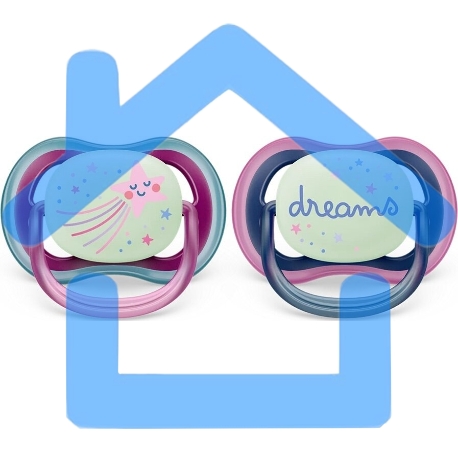 Пустышка Philips Avent ultra air, ночная, звезда/DREAMS, 6-18 мес., 2 шт.-2