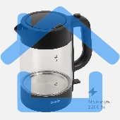 Чайник Tuvio TKG0117, с подсветкой, блокировка включения без воды