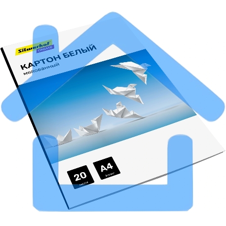 Картон белый Silwerhof мелованный 20л. A4 Create 240г/м2 обл.мел.картон ПЭТ 200x280мм-1