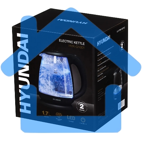 Чайник электрический Hyundai HYK-G1001 1.7л. 2200Вт черный (корпус: стекло)-3