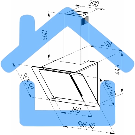 Вытяжка каминная наклонная Zigmund & Shtain K 150.6 B черный, 60 см, 1100 куб. м/ч, 65 дБ-5