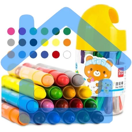 Масляная пастель Deli 72055 с поворотным механизмом, 18 цветов, длина 130мм, диаметр 13мм, пластиковая туба-1