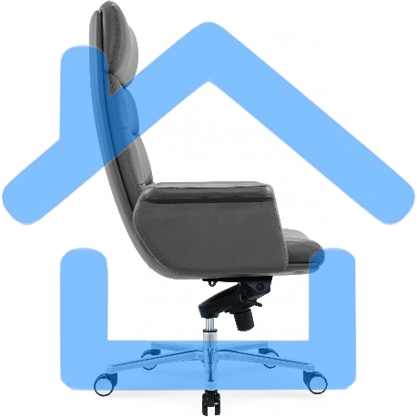 Кресло руководителя Cactus CS-LGR-DUBLIN темно-серый, сиденье темно-серый, кожа, крестов. алюминий-12