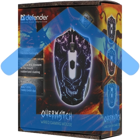 Мышь проводная Defender Overmatch GM-069 черный, 2400 dpi, USB, кнопки - 4-17