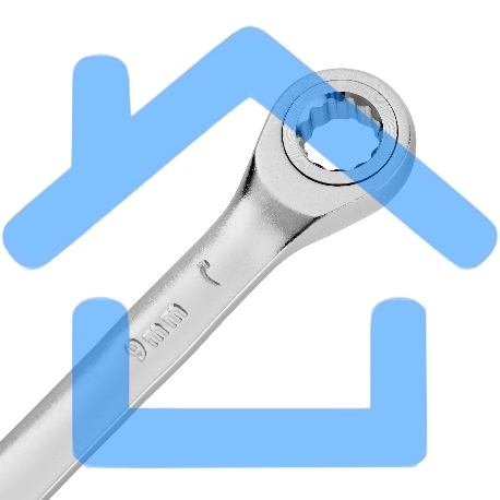 Ключ комбинированный трещоточный Denzel 14703 9 мм, CrV, матовый хром-3