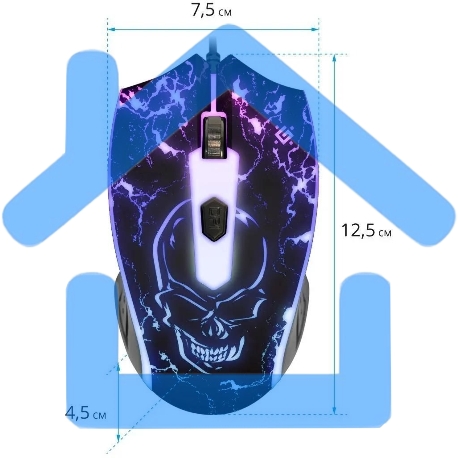 Мышь проводная Defender Overmatch GM-069 черный, 2400 dpi, USB, кнопки - 4-20