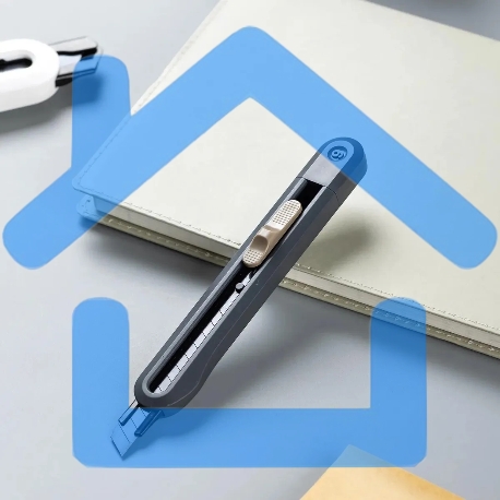 Нож канцелярский Deli ENS063-GR Nusign, ширина лезвия 9 мм, фиксатор сталь серый-2