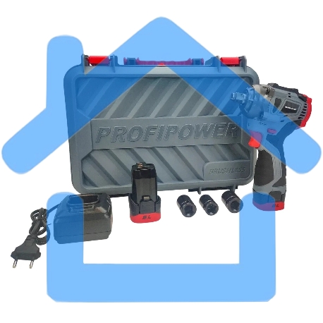 Аккумуляторный бесщеточный ударный гайковерт ProfiPower BL-163 (16В, 260Нм, Li-ion 2шт, 2.0А·ч, ударные головки 17,19,21, З/У,в кейсе)