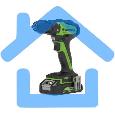 Дрель-шуруповерт GREENWORKS 3704007UA, Аккумуляторная, 24В