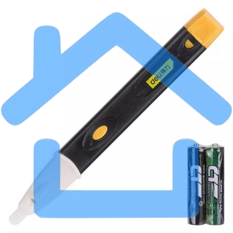 Бесконтактный детектор напряжения Deli DL8008 (90-1000В, функция фонарика, батарейки в комплекте)