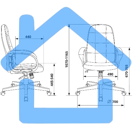 Кресло руководителя Бюрократ CH 002 Fabric 3C1 серый, крестов. пластик-11