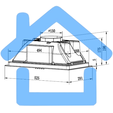Вытяжка встраиваемая KRONA Ameli Light 600 PB нержавеющая сталь, 52.5 см, 633 куб. м/ч, 44 дБ-1