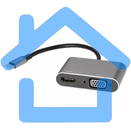 Адаптер USB Type-Cm-->VGA, HDMI 4k*30Hz, USB3.0, PD, Audio,iOpen (Aopen/Qust/VCOM)