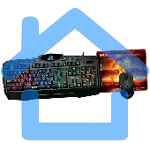 Игровой комплект Qumo Wartime K51/M67, кл-ра проводная, 104+10 клавиш, подсветка RGb, мышь проводная, оптическая, RGb running, 1200/1600/2400/3200 dpi