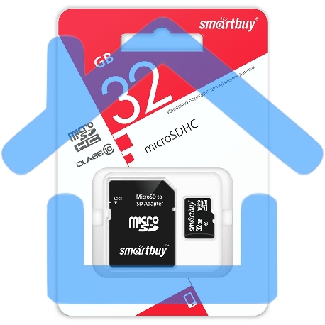 Флеш карта Micro SDHC 32Gb Smartbuy Class 10 (с адаптером SD)LE-2