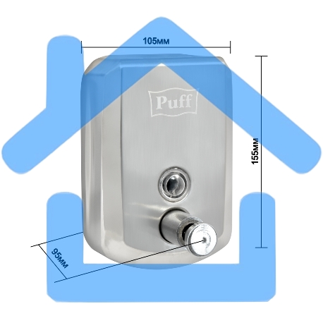 Дозатор для жидкого мыла из нерж. стали puff-8705 хром, 500 мл, 17х12х12 см с ключом-1