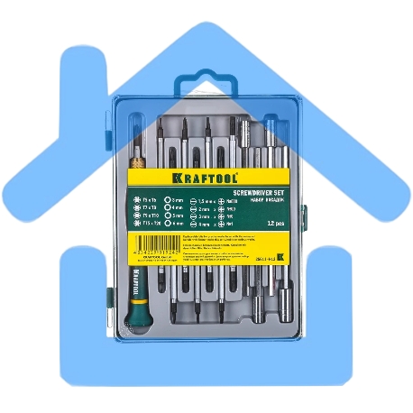 Набор KRAFTOOL Отвертки для точных работ с насадками, в боксе, 12 предметов 25611-H12-2
