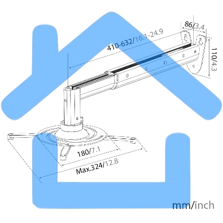 Кронштейн для проектора Cactus CS-VM-PR05BL-AL серебристый макс.10кг настенный и потолочный поворот и наклон-1