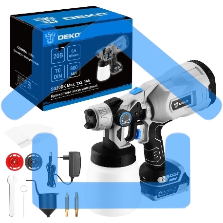 Краскопульт аккумуляторный DEKO SG20DK Max, 20В, 800 мл, 1x3.0А·ч 083-1135